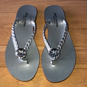 🔥 OFFER 🔥 Gary Castles Silver thong w/ jewel